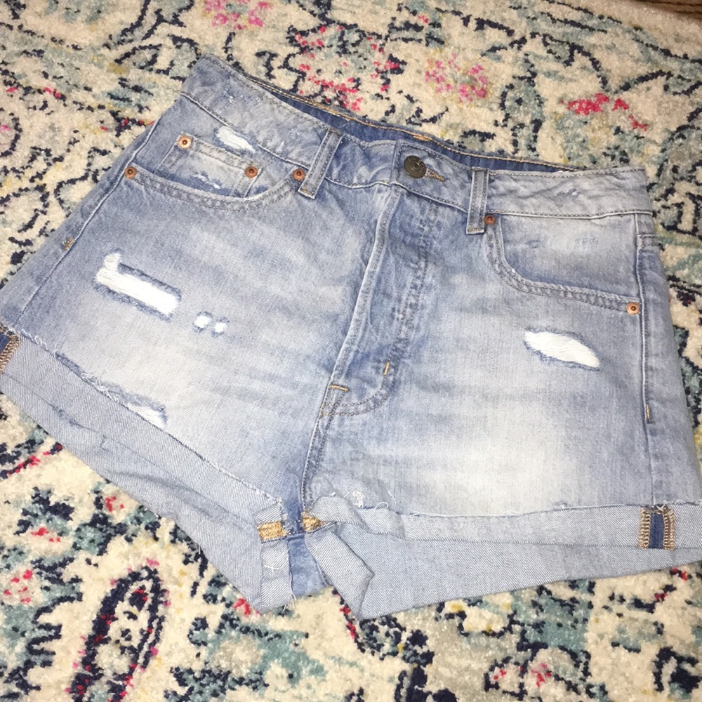 High rise denim shorts